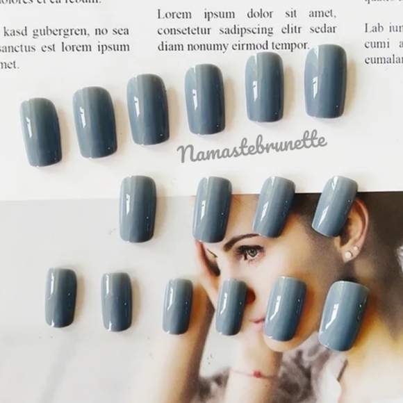 2/$16 Haze Blue Gray Press On Nails - Picture 4 of 7